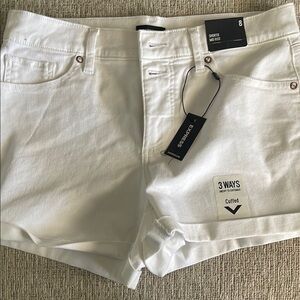 Express White Jean Shorts Frayed Hem